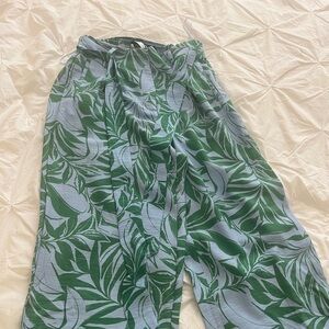 Mango Summer Vibe Green & Blue Wide-Leg Pants – Lightweight & Flowy
